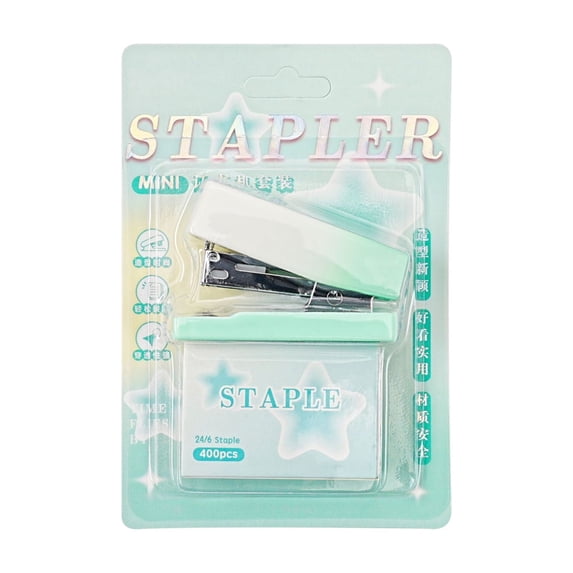 Mini Stapler with Staples Gradient Macaron Color 14x9.5x5.5cm Portable Small Stapler with Staples for Student Office