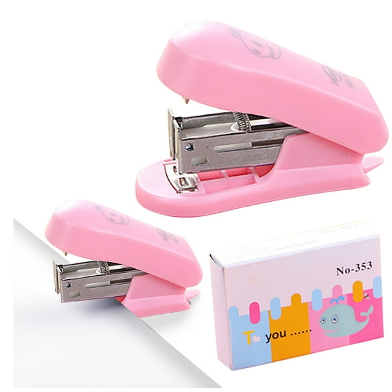 Mini Stapler with Staples Small Stapler Set Pink Stapler for Desk for Home Office Daily Use