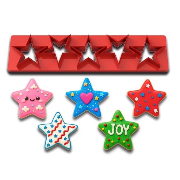 Mighty Gadget Mini Star Multi-Cutter - 5.6x1.33 Inches, 1-Inch Stars for Cookies, Fondant & Clay