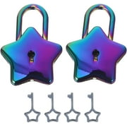 Mini Star Shape Decorative Padlock,Gold Star Lock with 2 Star Key,Luggage Cabinet Handbag Diary Book,Gym Locker Lock Easy Cute Colorful-2PCS