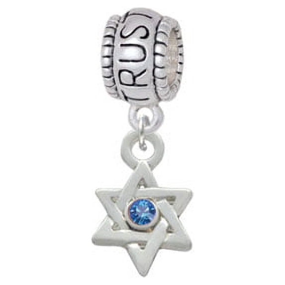 Mini Star of David with Blue Crystal - Trust In God Charm Bead