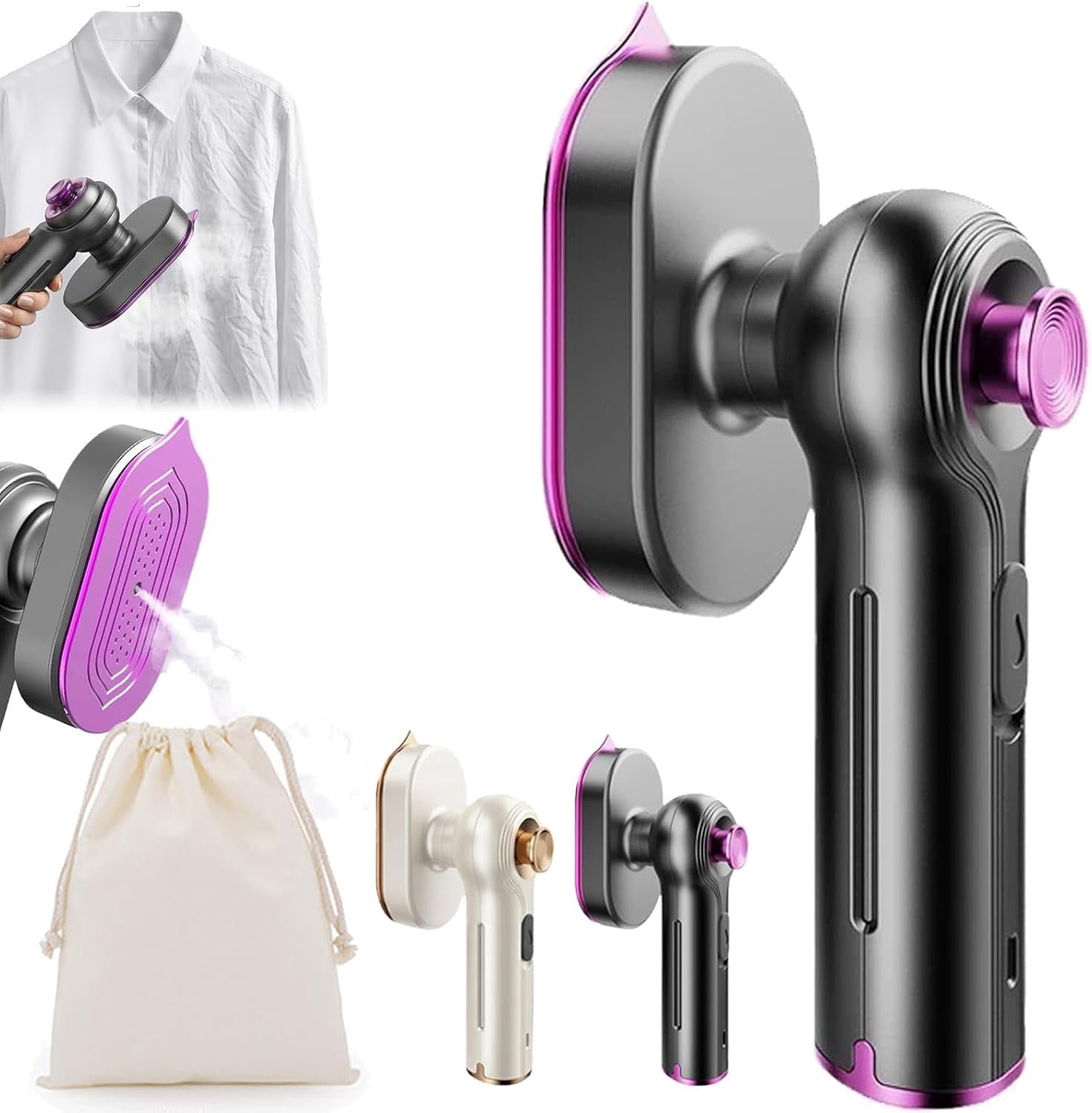 Mini Steam Iron for Clothes, 2 in 1 Handheld Steamer & Iron, Portable Travel Garment Steamer, 15 Seconds Fast Heat Up, Quick Wrinkle Remover for Home, Travel & Dormitory (Gray)