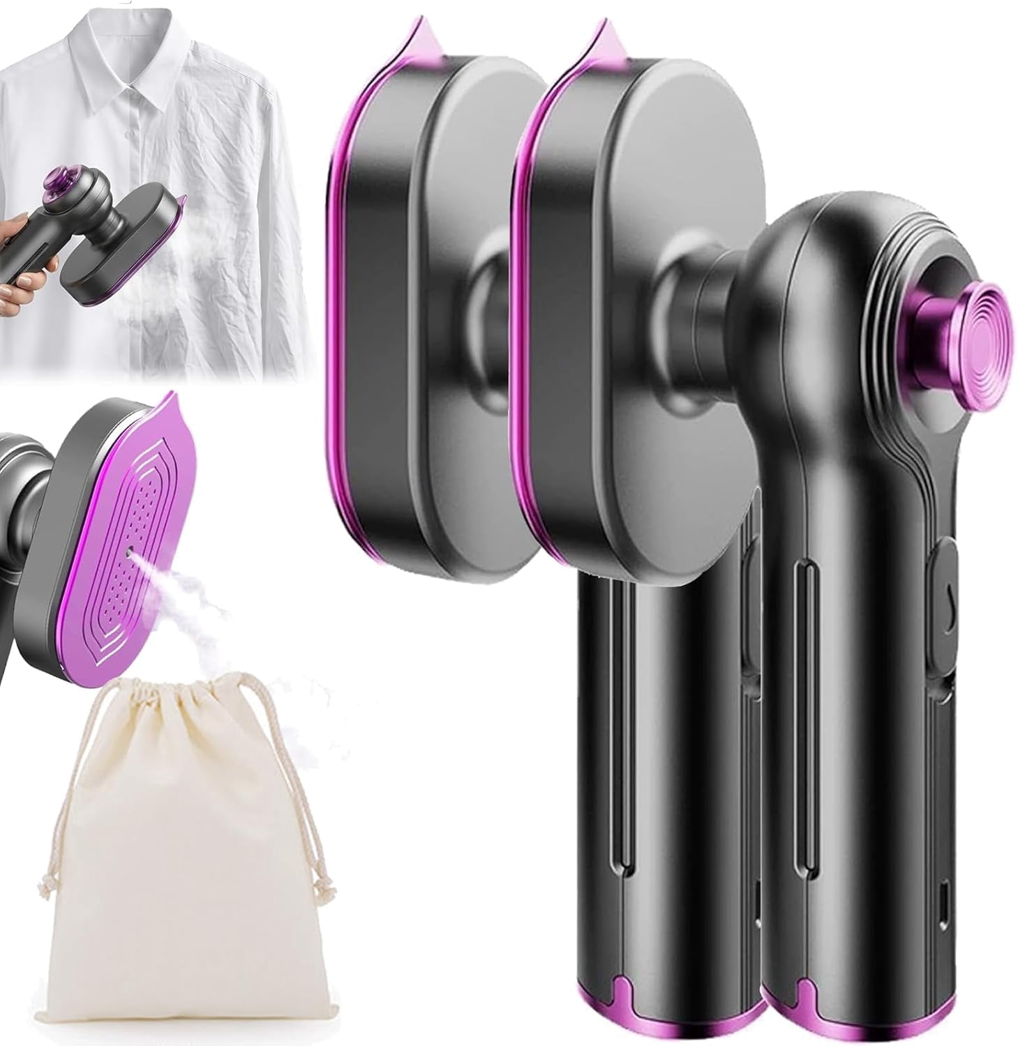 Mini Steam Iron for Clothes, 2 in 1 Handheld Steamer & Iron, Portable Travel Garment Steamer, 15 Seconds Fast Heat Up, Quick Wrinkle Remover for Home, Travel & Dormitory (Gray-2)