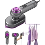 Mini Steam Iron for Clothes - 2 in 1 Iron Steamer with Powerful Continuous Steam for Fast Wrinkle Remover, Portable Handheld Garment Steamer with 90  Rotatable Head, for Home Office Travel Purple