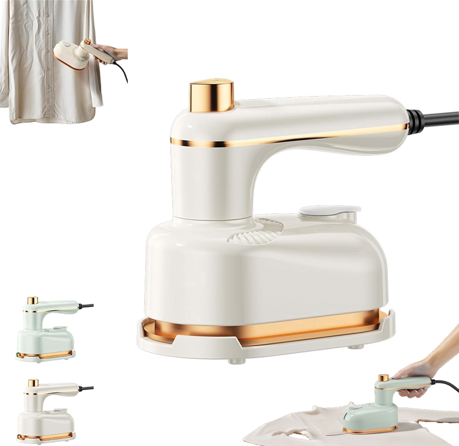 Mini Steam Iron for Clothes, Travel Iron Mini with Steam, Travel Steamer for Clothes Portable Mini with Anti-Scald Base,180° Swivel Handle, for Home and Sewing (White)