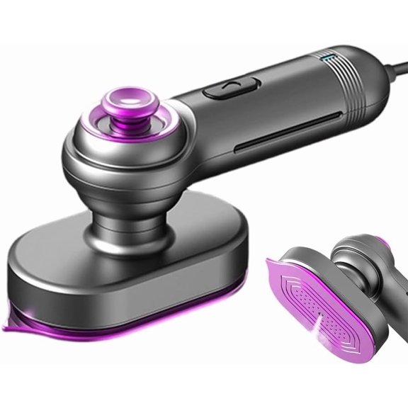 Mini Steam Iron Handheld, Crisp Clothes in Minutes, No Board Needed, Wet & Dry, 20s Heat Up, Flat Ironing & Vertical Steaming, Rotatable Handle Portable Garment Travel Steamer for Easy Carry (Gray)