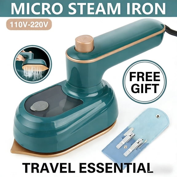 Mini Steam Iron Portable Handheld Garment Steamer, FREE Nail Clipper 4pcs Set Included, Travel Essentials for Clothes Ironing