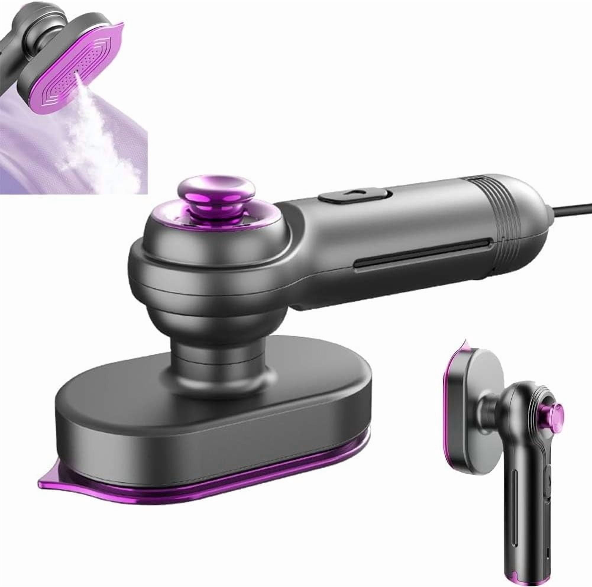 Mini Steam Iron, Portable Travel Steamer for Clothes, Lcd Display Handheld Fabric Steamer with Tank, Powerful Wrinkle Remover, 90° Swivel Handle for Home & Travel Accessories(Purple)