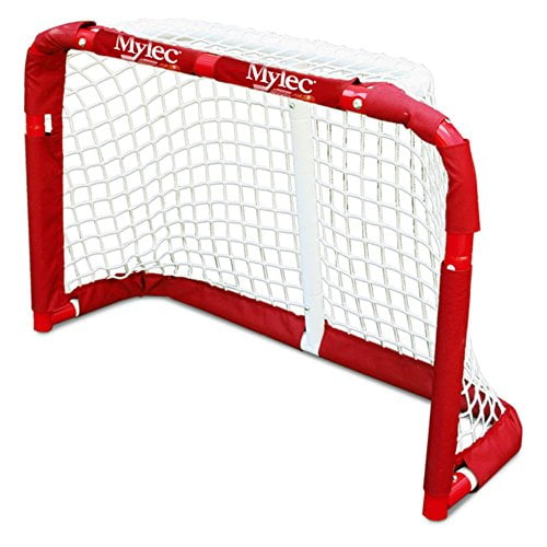 Mini Steel Hockey Goal, Cross Ice Regulation Goal (3 x 2 Feet), Lightweight & Portable, Sleeve Netting System, (Red, 14.5 Pounds)