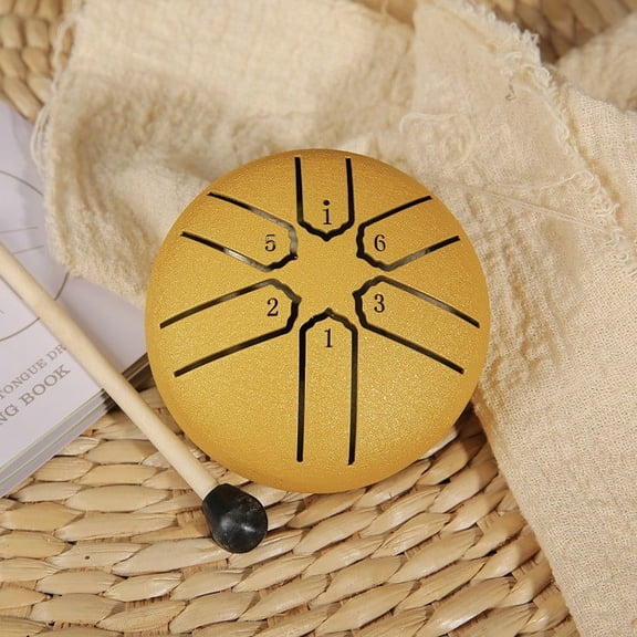 Mini Steel Tongue Drum - 3" Handpan Drum with 6 Notes, Portable Zen Gift for Kids & Adults, Yoga Meditation, Sound Healing, Stress Relief, Includes Drum & Mallets
