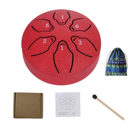 Mini Steel Tongue Drum, 6-Note Ethereal Rain Sound Percussion Instrument for Meditation, Yoga, Stress Relief - 3-Inch Carbon Steel Handpan