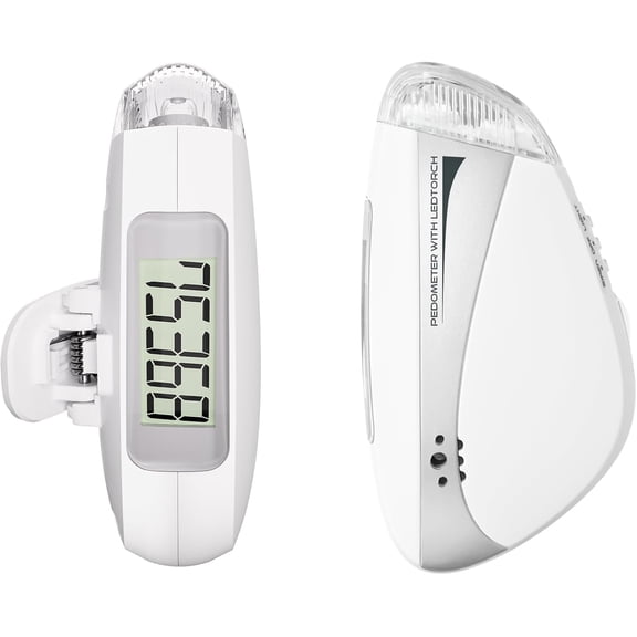 Mini Step Counter for Walking, Simple Step Counter with LED Flashlight & 110dB Personal Alarm for Women, Accurate Fitness Tracker for Women, Men, Seniors