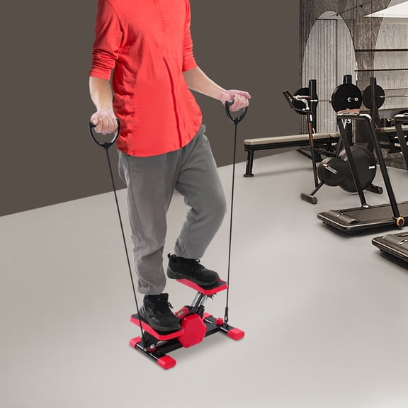 Mini Stepper Exercise Machine with Pull Ropes, Compact Stepping Exercise Machine with LCD Screen, Portable Foot Pedal Exerciser Cardio Stepper for Home 330lbs Weight Capacity