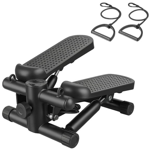 Mini Stepper Exercise Machine with LCD Monitor - Adjustable Height Home Fitness Equipment, Black