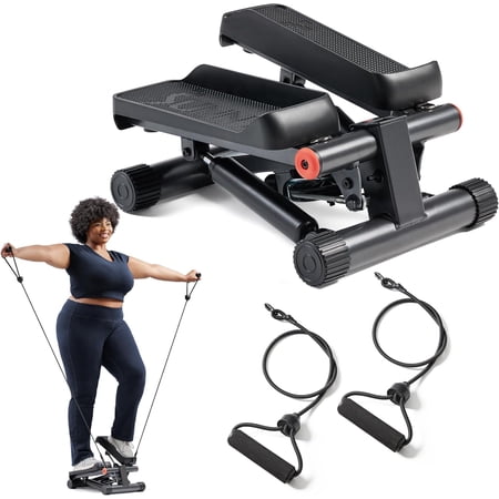 Mini Stepper for Exercise at , Stair Step Workout Machine with Resistance Band and Over 300lb Weight Capacity, Optional Twist Motion and Free Fit App Connection