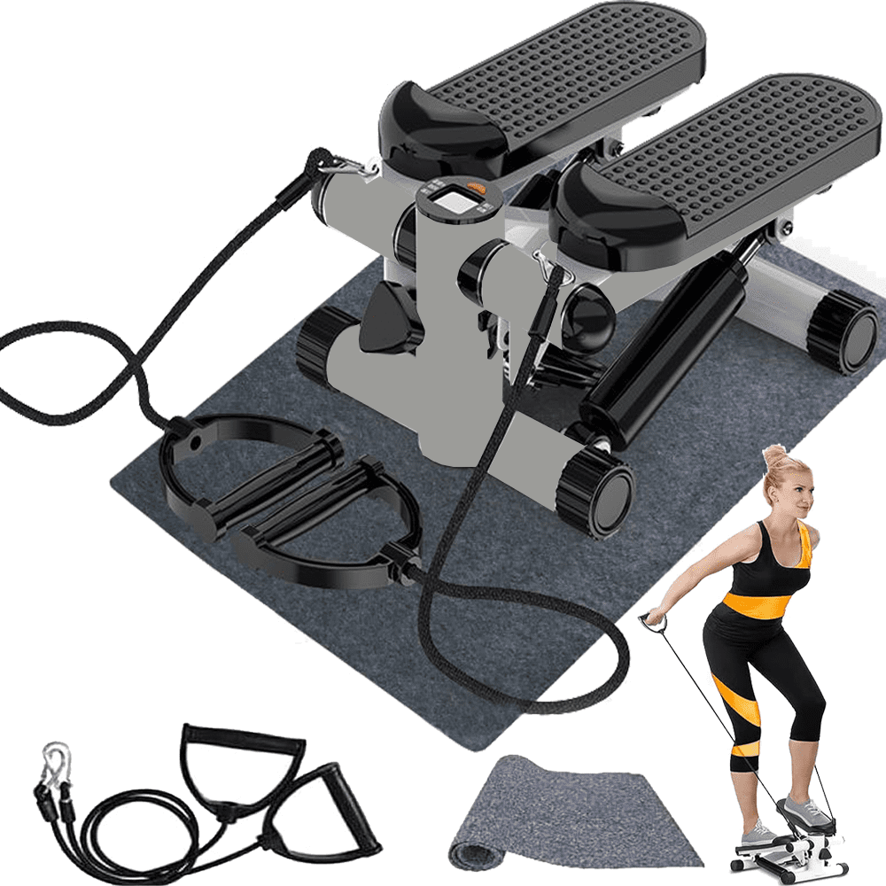 Mini Stepper with LCD, Stepper Stair Exercise Equipment with Resistance Bands& Calories Count