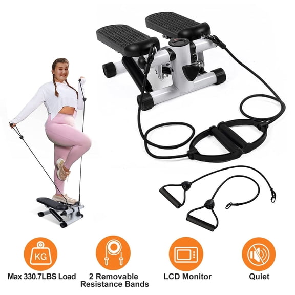 Mini Stepper with Resistance Bands & LCD Monitor - 330lb Capacity