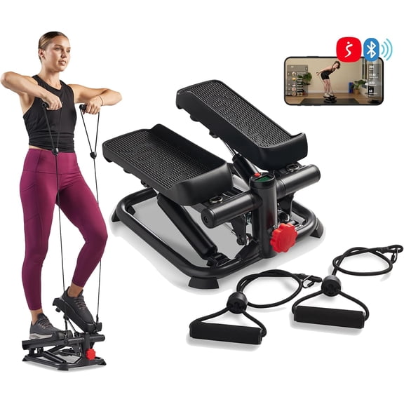 Mini Steppers for Exercise at ome, Stair Step Workout Macine, Full Body Cardio Equipment, wit Optional Free SunnyFit App Connection and Resistance Band