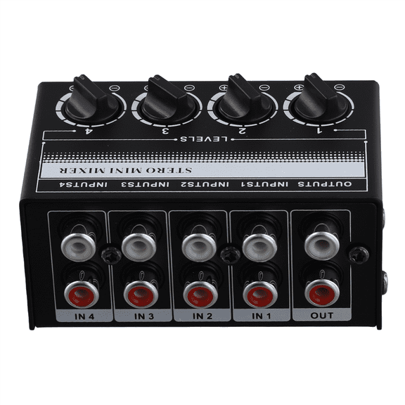 Mini Stereo Audio Mixer 4-Channel Passive Mixer Portable Audio Mixer Lotus Socket Input for Live Studio CD Players