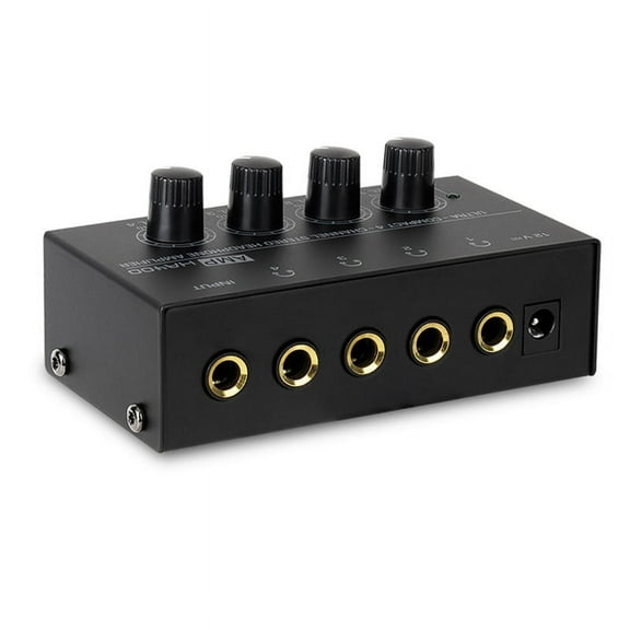 Mini Stereo Headphone Amplifier 4 Channels Ultra-Compact HA400 Audio 6.5MM to 3.5MM Jack Converter Included US PLUG