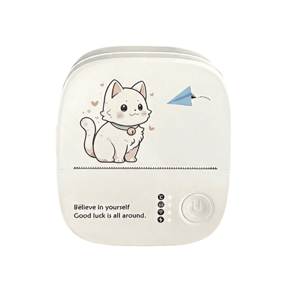 Mini Sticker Printer, Mini Thermal Printer with 1 Rolls Paper, Portable Bluetooth Inkless Printpods, Pocket Label Maker Suitable for Creative DIY, Diaries, Photos, Study Notes -White