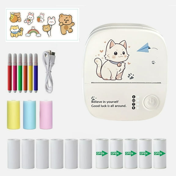 Mini Sticker Printer Sets, Bluetooth Portable Inkless Printer for iOS & Android, Pocket Print Pod for Notes, Journals, Photos, DIY Crafts, Kids Gift, Study Supplies