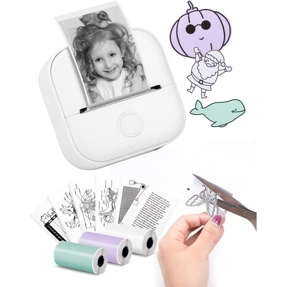 Mini Sticker Printer - T02 Mini Printer Portable Thermal Printer Inkless Sticker Maker Machine Bluetooth Pocket Printer Phone Printer for Study Graphics, Anatomical Diagrams