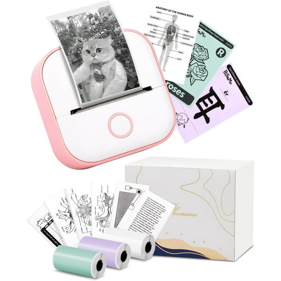 Mini Sticker Printer - T02 Mini Printer Portable Thermal Printer Inkless Sticker Maker Machine Bluetooth Pocket Printer Phone Printer for Study Graphics, Anatomical Diagrams