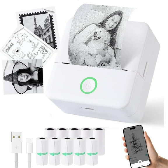 Mini Sticker Printer,Thermal Printer,Sticker Printer for Photos/Labels/Notes,Inkless Pocket Photo Printer for Learning Assistance,Compatible with iOS&Android