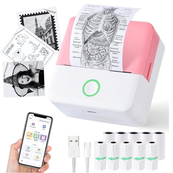 Mini Sticker Printer,Thermal Printer,Sticker Printer for Photos/Labels/Notes,Inkless Pocket Photo Printer for Learning Assistance,Compatible with iOS&Android