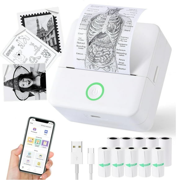 Mini Sticker Printer,Thermal Printer,Sticker Printer for Photos/Labels/Notes,Inkless Pocket Photo Printer for Learning Assistance,Compatible with iOS&Android