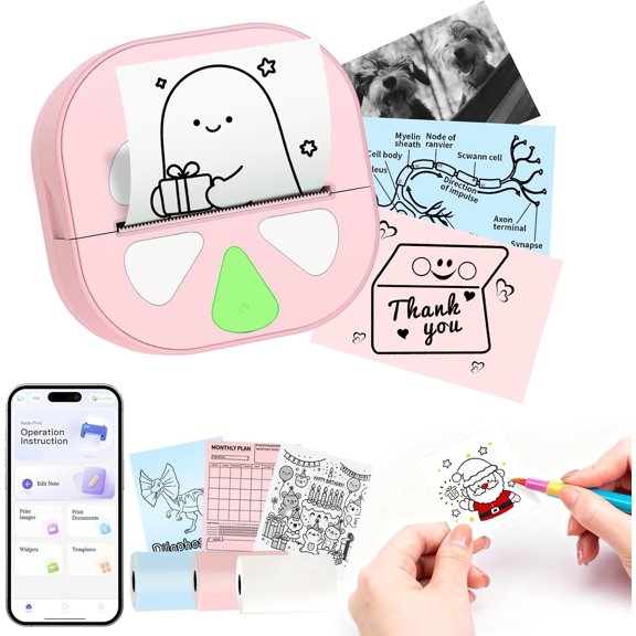 Mini Sticker Printer Thermal Sticker Maker Machine, Print Pods for  Teens Gifts,Pocket Printpod Portable Impresora for Phone,Note Buddy,Photo,Custom Sticker,Scrapbook-