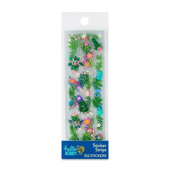 Hello Hobby Flowers Sticker Strips, Multicolor, Flower Icons, 252 Count