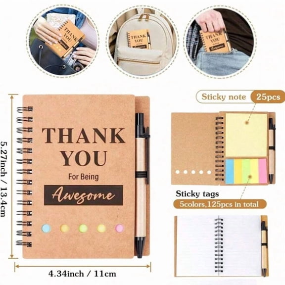 Mini Sticky Note Notebook with Pen All-in-One Stationery Kit for Diary Writing Schedule Planning Holiday Gift