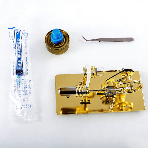 Mini Stirling Engine Generator Model with LED, Precision Metal Heat Engine Educational Display, External Heat Powered ElectricityBasic version