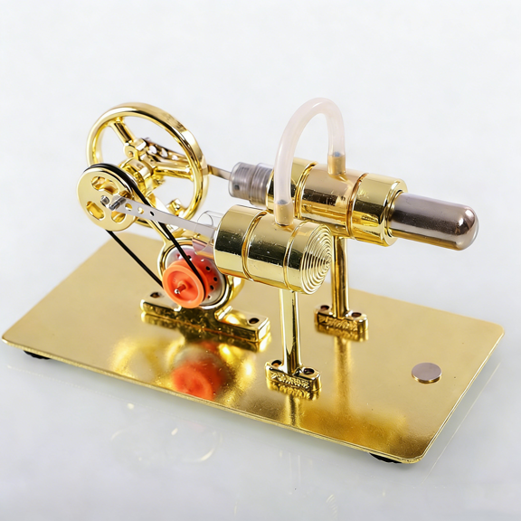 Mini Stirling Engine Generator Model with LED, Precision Metal Heat Engine Educational Display, External Heat Powered ElectricityPremium version