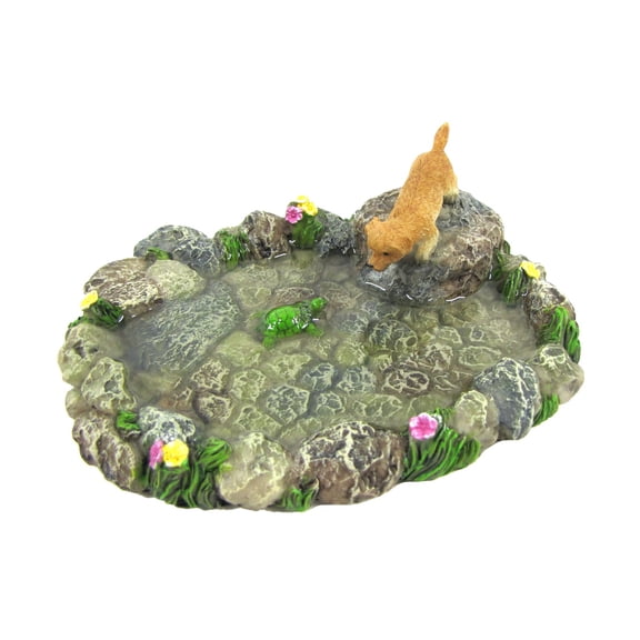 Mini Stone Pond Turtle Dog Figurine Fairy Garden Ornament Dollhouse Landscape Decor Accessory