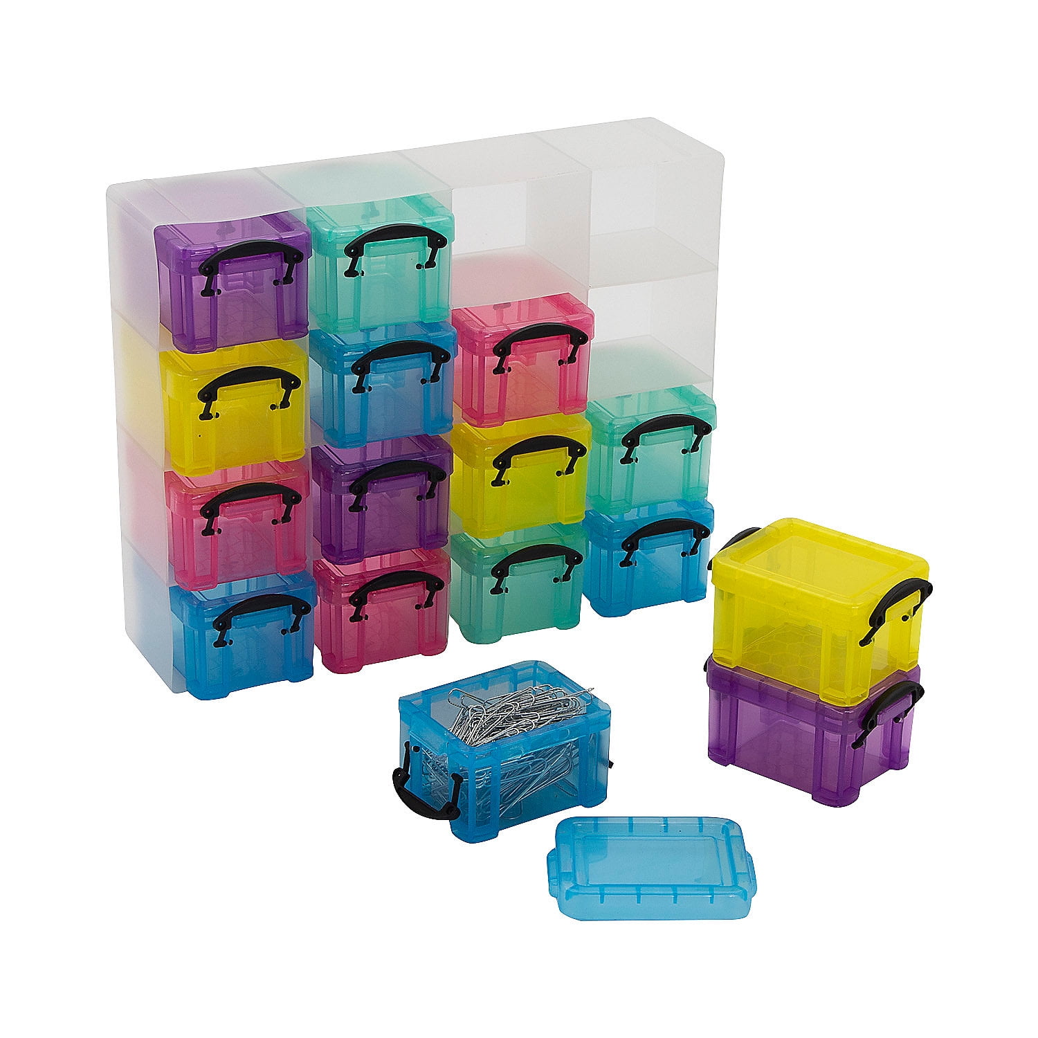Snap-N-Store Storage Box - Pack of 2 Small, Collapsible, 9.25 x 5.63 x 8.13 inch Storage Boxes w/Lids for Kids, Crafts, Toys, Games and Organizing, Fo