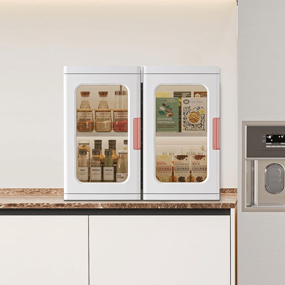 Mini Storage Cabinet with Doors and Shelves Countertop Cabinet Bathroom Storage Kitchen Cabinet with Adjustable Shelf Cabinet Organizer Toilet Paper Linen Closet 1 Layer(White)