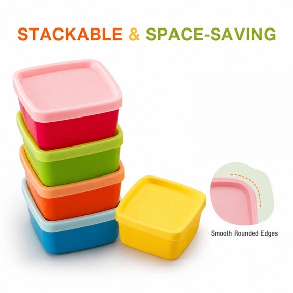 Mini Storage Containers, 5 Pack Stackable Storage Set, Reusable Snack Containers for Kitchen, Picnics, and Kids Lunches