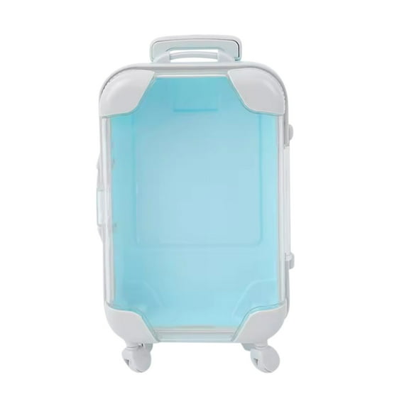 Mini Storage Trolley Luggage Cosmetic Organizer Box | Durable Plastic Case | Transparent Travel Makeup Storage | Secure Lock | Compact 4.9 x 2.8 x 1.4 in | 1 Pack