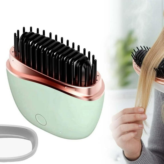 Mini Straightener, New Cordless Rechargeable Portable Straightening Comb, Rapid-Heat with Three Temperature Controls, Heat-Resistant Shell Travel Comb (Green)