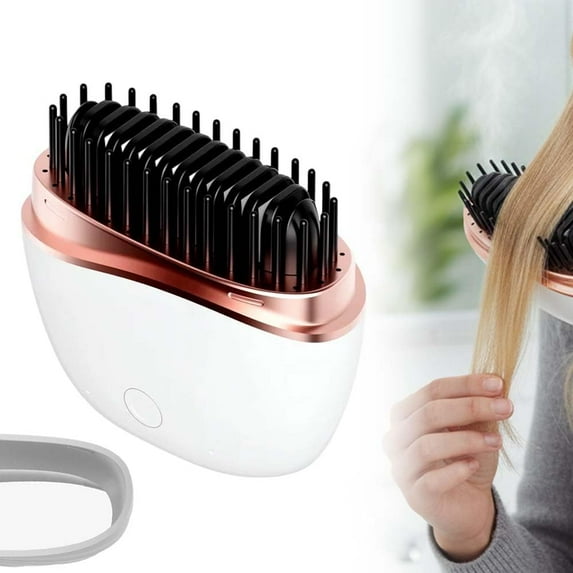 Mini Straightener, New Cordless Rechargeable Portable Straightening Comb, Rapid-Heat with Three Temperature Controls, Heat-Resistant Shell Travel Comb (White)