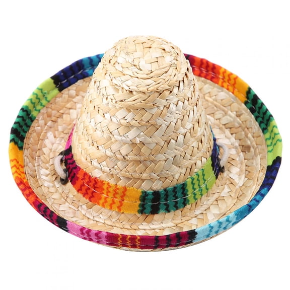 Mini Straw Sombrero with Adjustable Cotton Rope for Cats, Dogs & Little Friends Pet Fiesta Hat Bienvenido