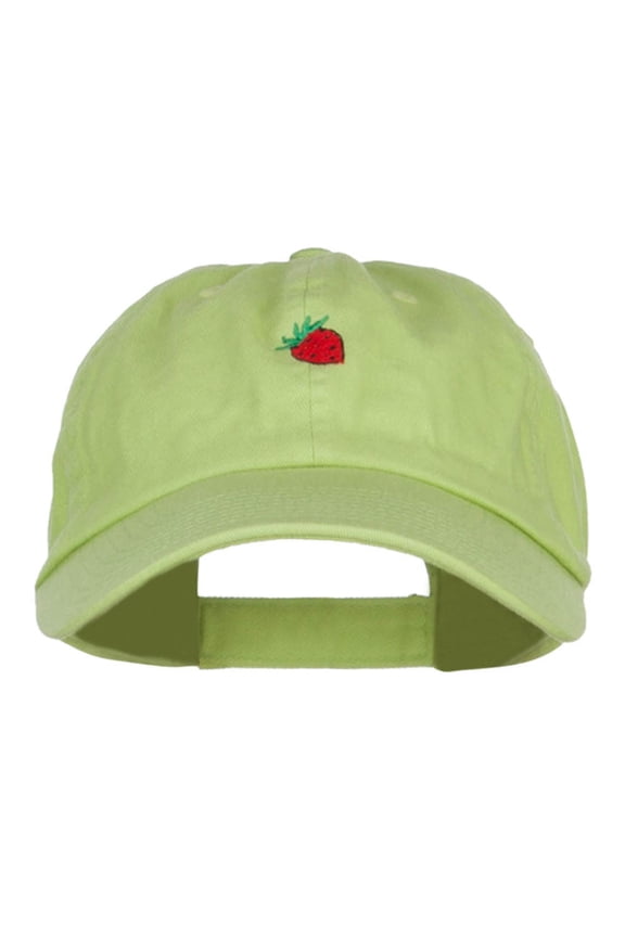 Mini Strawberry Embroidered Low Cap - Apple Green OSFM