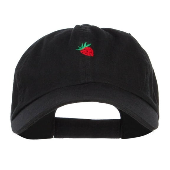 Mini Strawberry Embroidered Low Cap - Black OSFM