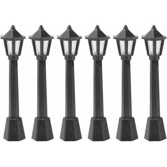 Mini Street Light Model 6 Pcs Set 3.15 Inch Plastic Lamp Posts for Dollhouse Mini Village Garden Path Decoration and Kids Play Accessories