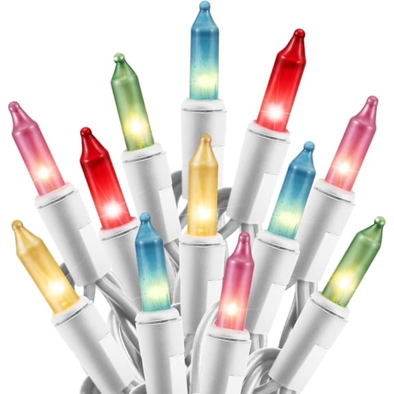 "Mini String Lights - 26.5 feet 100 Count Mini Light Set on White Wire Plug in End to End Connectable for Indoor Outdoor Party Yard Garden Patio Home Easter Decor, Multicolored