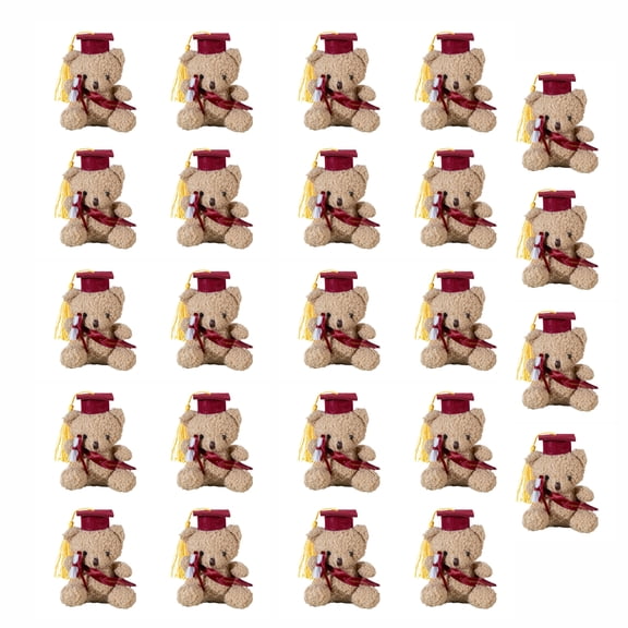 Mini Stuffed Animals Bulk, 2026 Graduation Tassel, 5 in Stuffed Animals & Teddy Bears, 24 Pcs, College Graduation Gifts, Graduation Party Supplies, Small Party Favors, Maroon Cap
