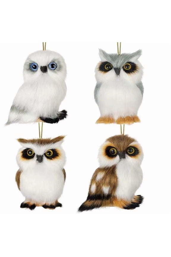 Mini Stuffed Owl Plush Toy Set of 4, Soft Plush Owl Animal Hanging Ornament DIY Keychain for Birthday Decorations Xmas Party Presents